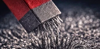 Calamita che attira frammenti di ferro, simbolo di attrazione dell'attenzione