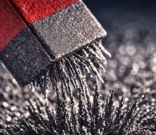 Calamita che attira frammenti di ferro, simbolo di attrazione dell'attenzione