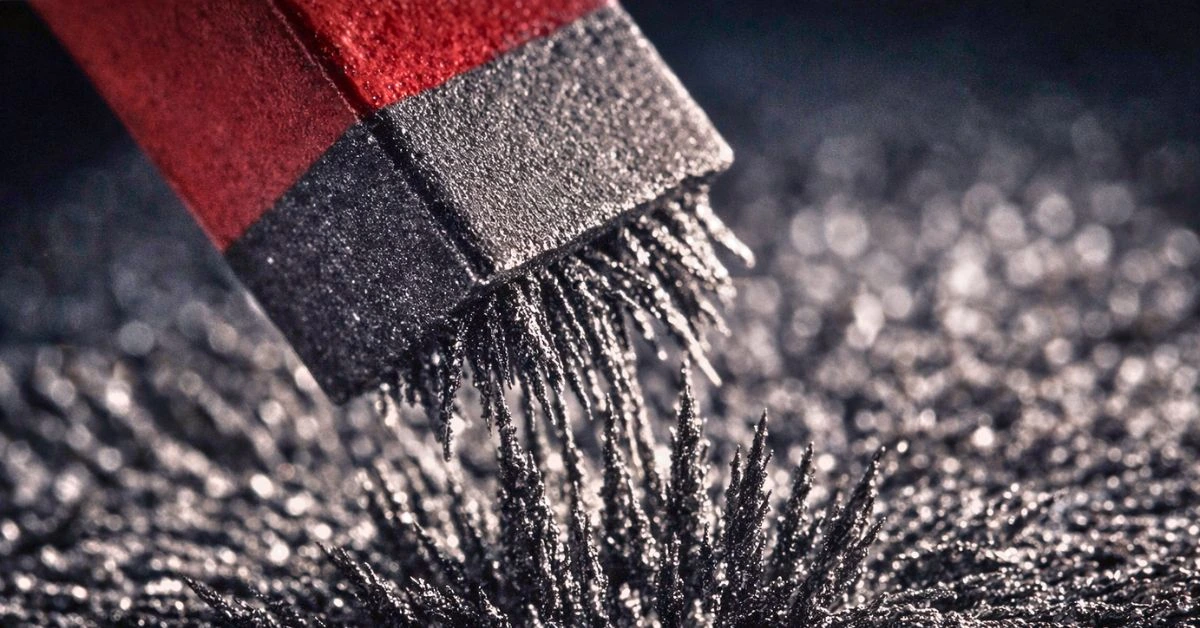 Calamita che attira frammenti di ferro, simbolo di attrazione dell'attenzione