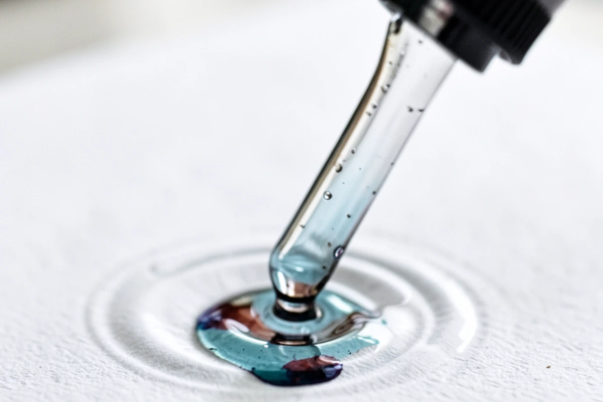 Dettaglio macro di un impatto tra inchiostro e una superficie, simbolo della forza comunicativa.