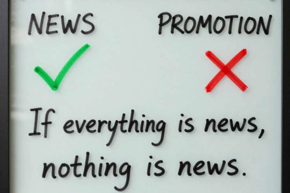 Lavagna con confronto tra valore informativo e pubblicità