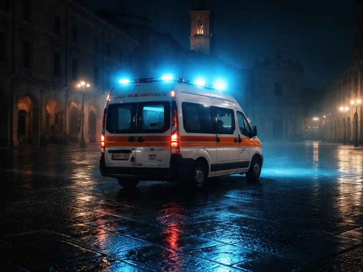 Ambulanza-ferma-in-una-piazza-italiana-deserta-di-notte_-atmosfera-cupa